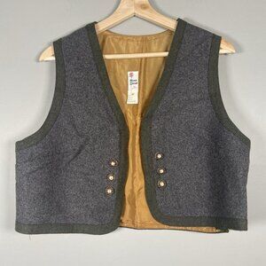 Vintage ROSE‎ DIRNDL Gray Boiled Wool Women Austria Hunting Riding Vest Size 46
